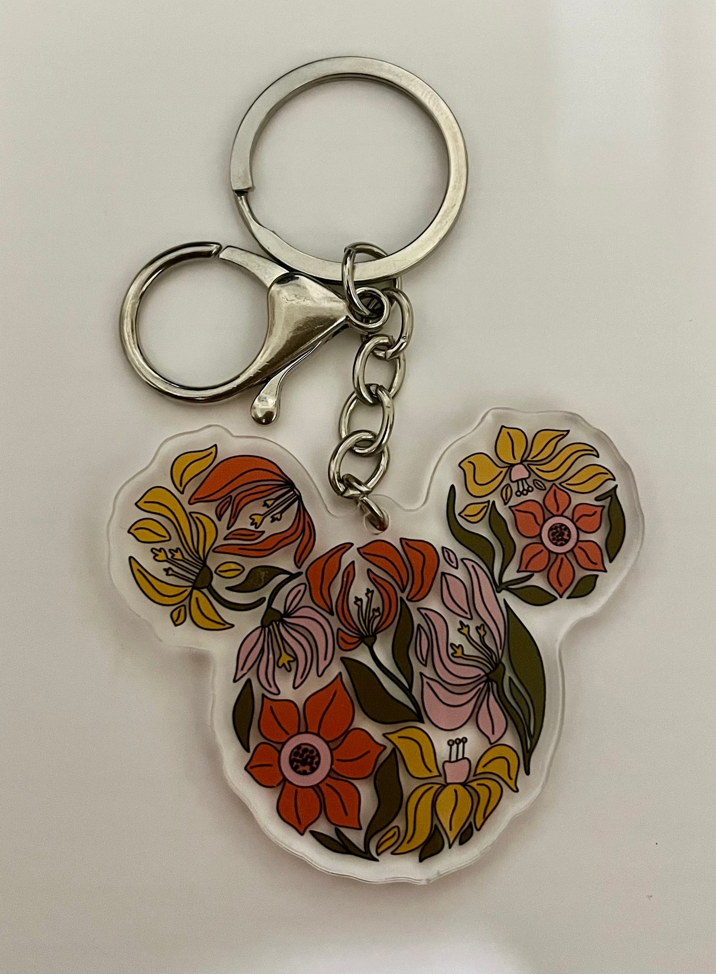 Floral Mouse Head Acrylic Keychain