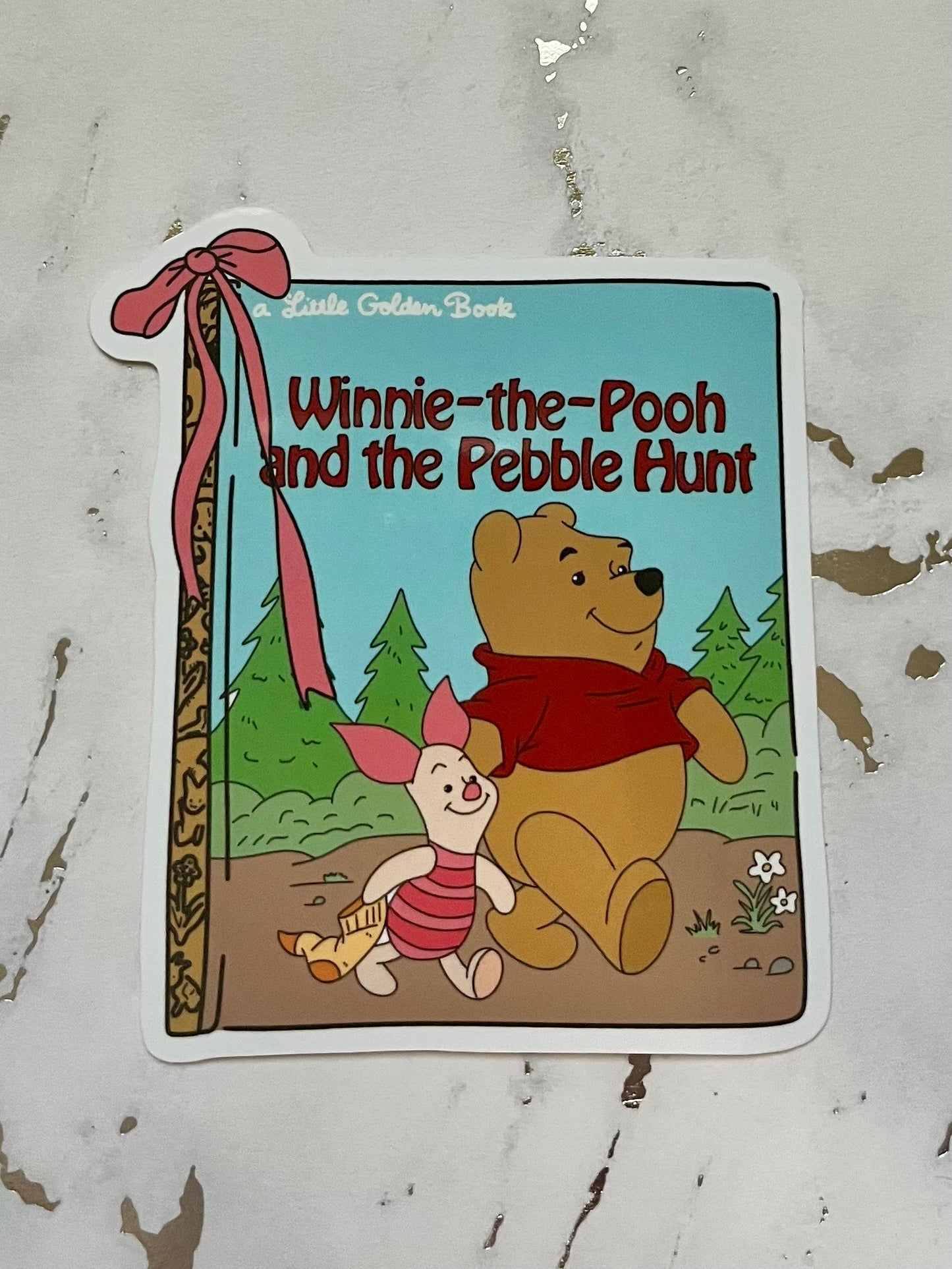 Gold Books With Bow Waterproof Vinyl Sticker