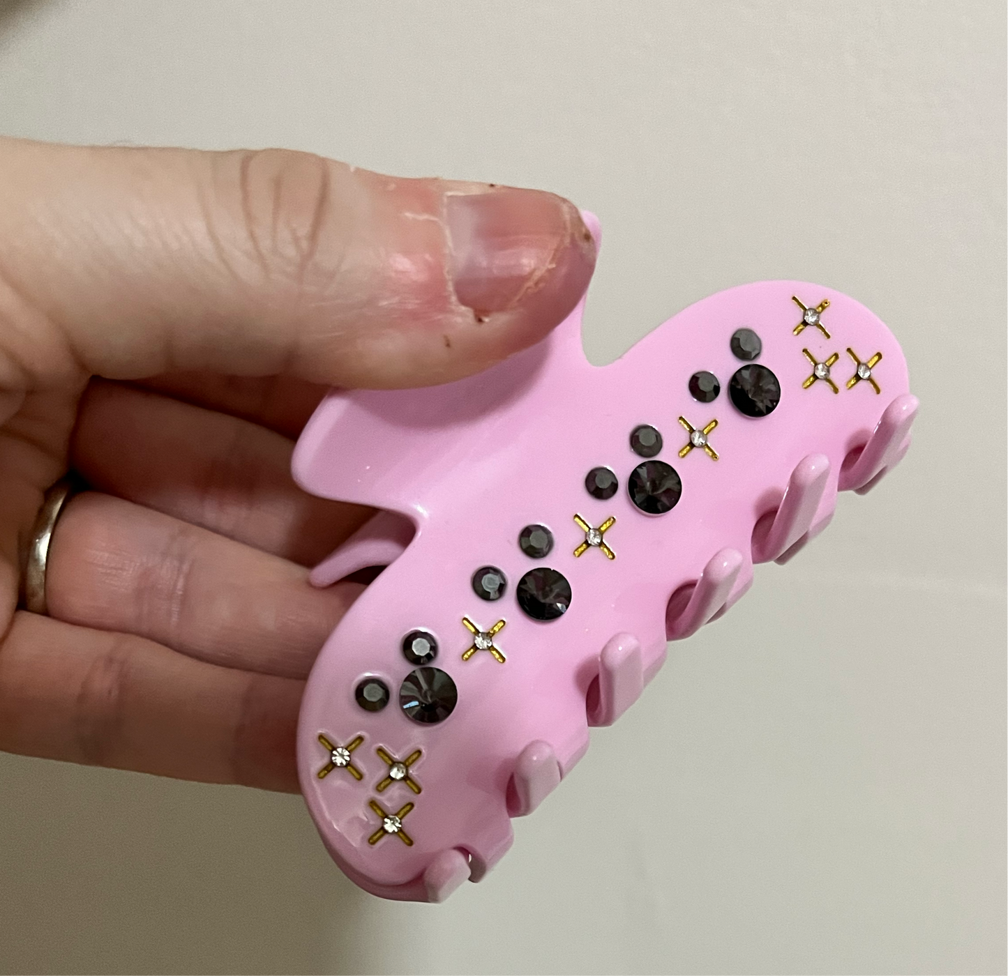 Jeweled Sparkle Mouse Head Claw Clip