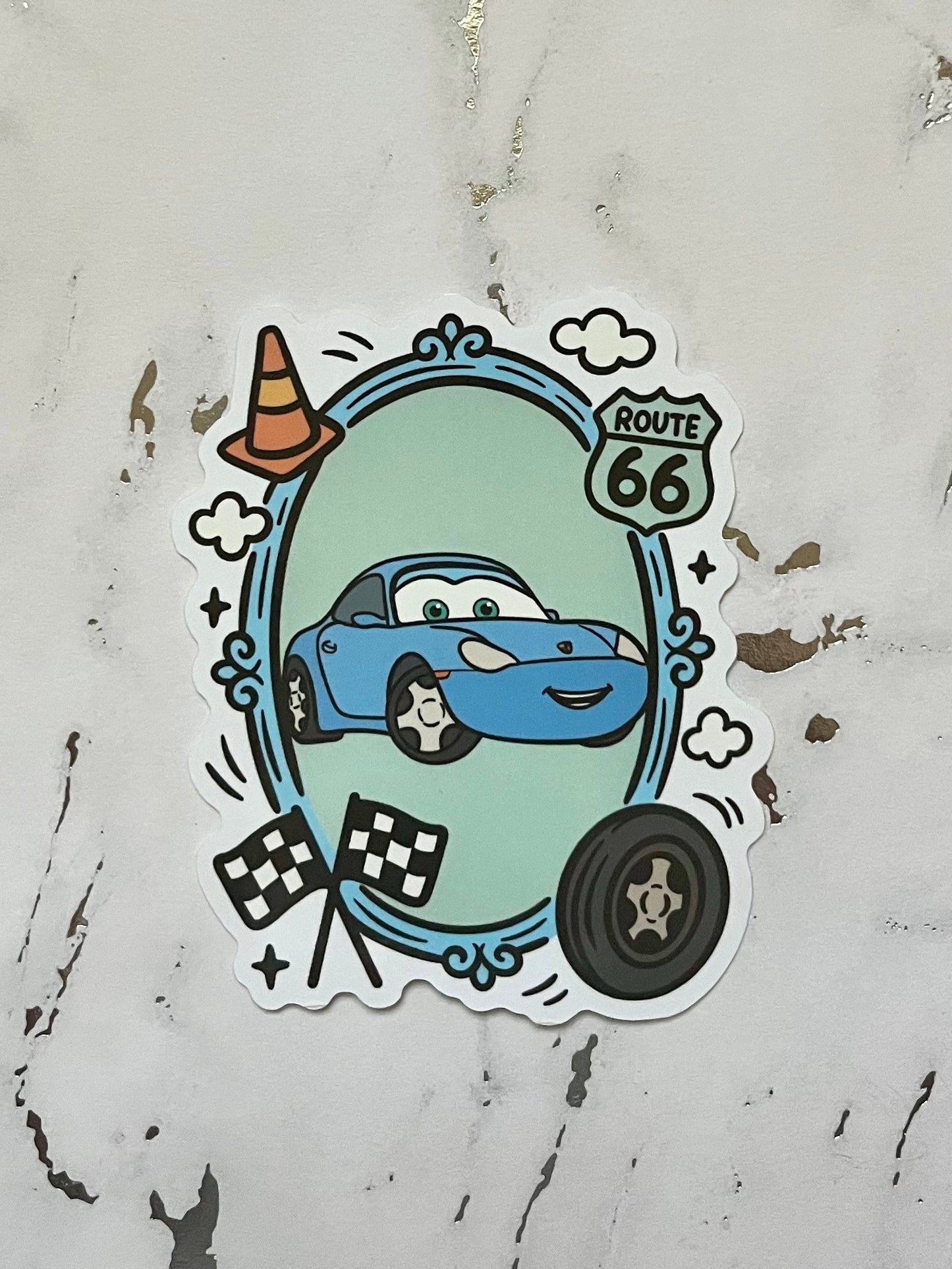 Framed Cars Waterproof Vinyl Sticker