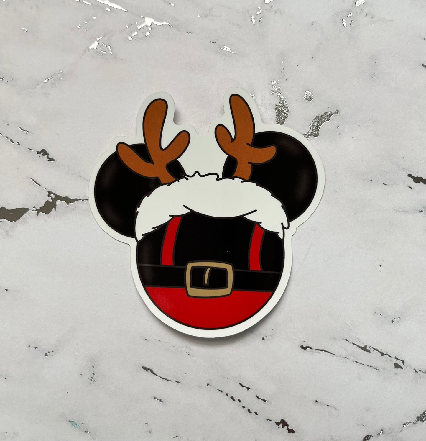 Christmas Deer Mouse Head Waterproof Vinyl Sticker