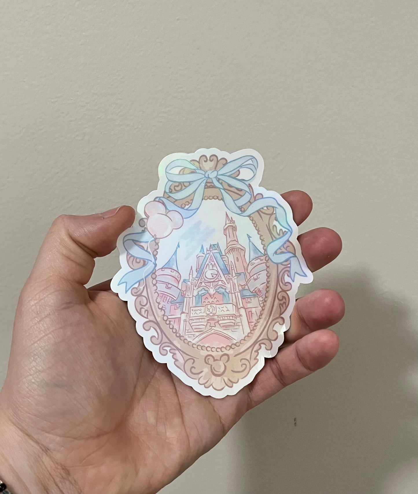 Magicland Castle Sticker **sticker has a subtle holographic shine** OLD PAPER