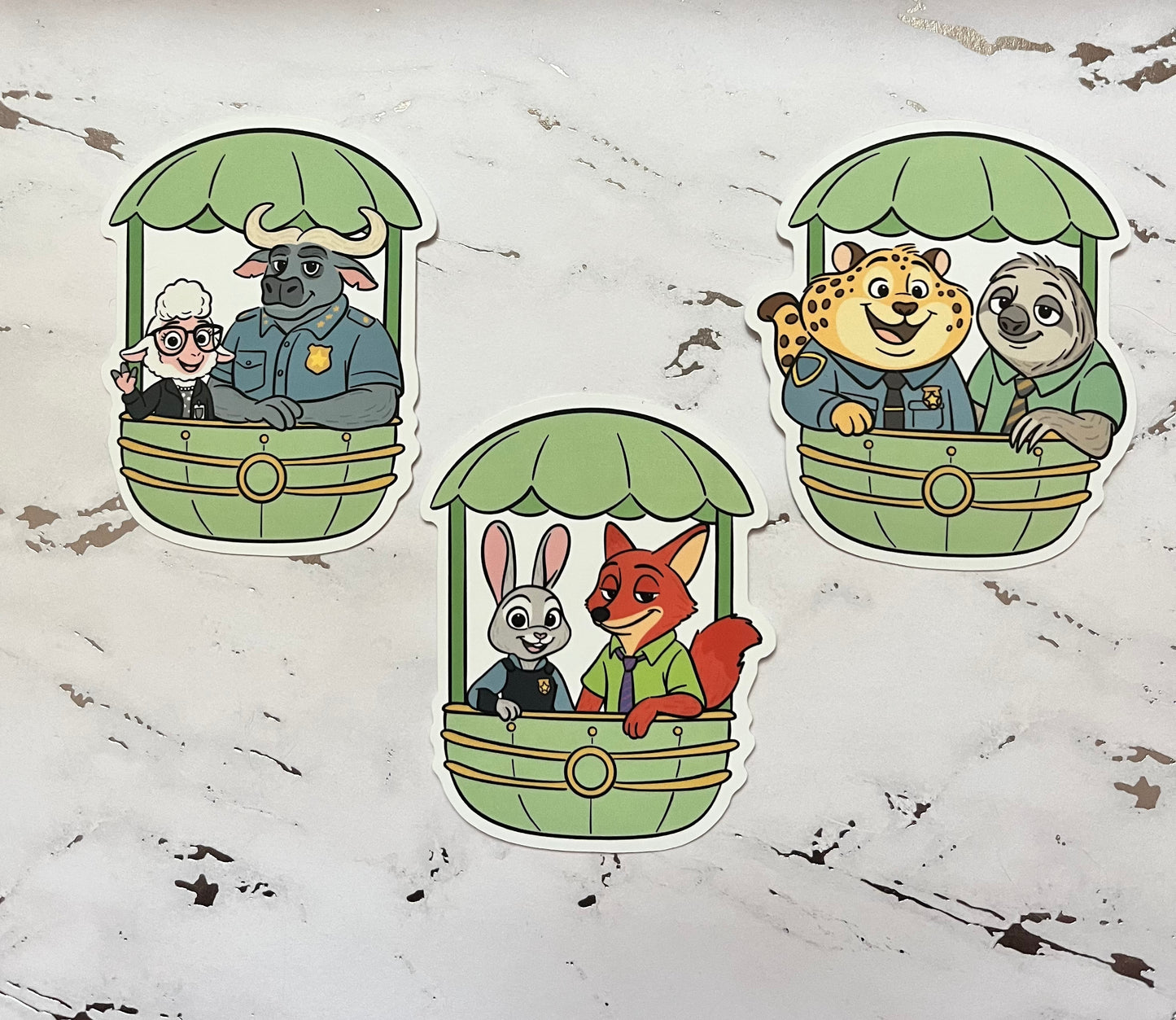 Zoo Set of 3 Stickers Waterproof Vinyl Sticker