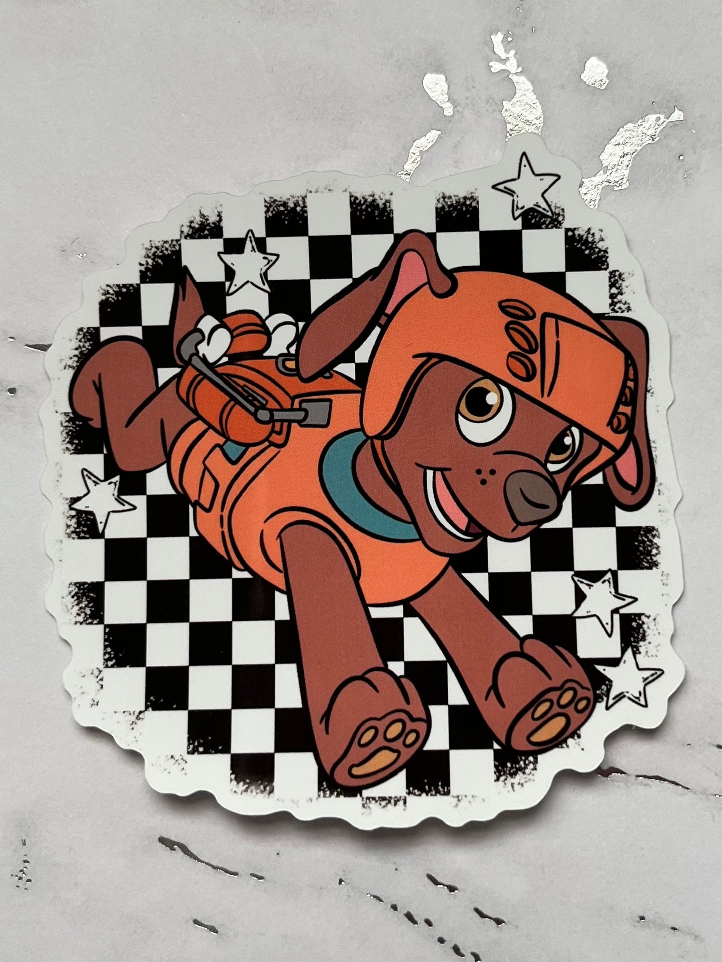 Hero Pups - Checkered Waterproof Vinyl Sticker