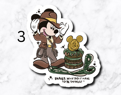 Indiana Mouse Mashup (set of 3 stickers)