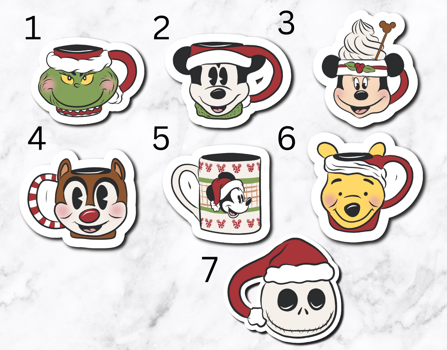 Magical Christmas Mugs (set of 7 stickers)