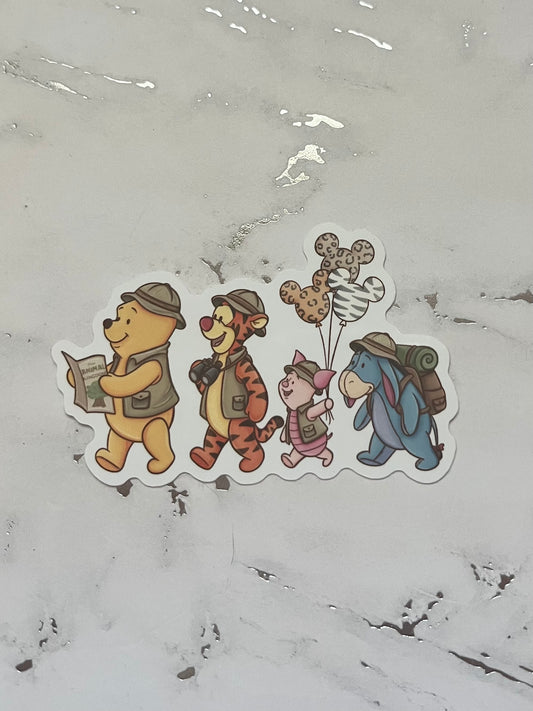 Safari Bear and Friends Waterproof Vinyl Sticker
