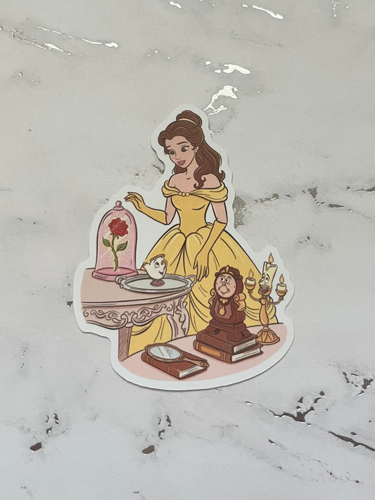 Beauty and Rose Waterproof Vinyl Sticker