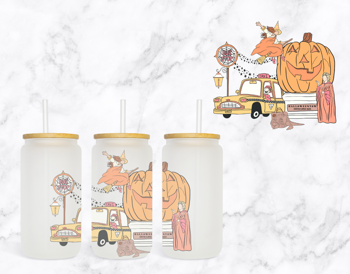 Halloween Town Glass Cup