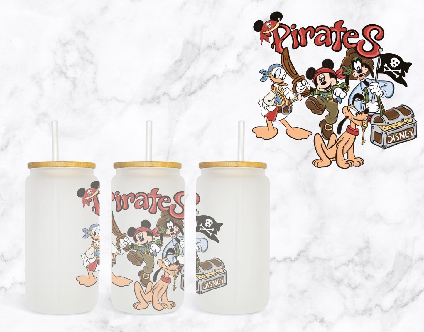 Pirate Mouse Mashup Characters Glass Cup