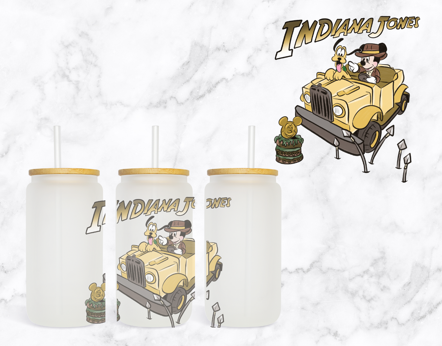 Indiana Mouse Mashup Vehicle Glass Cup