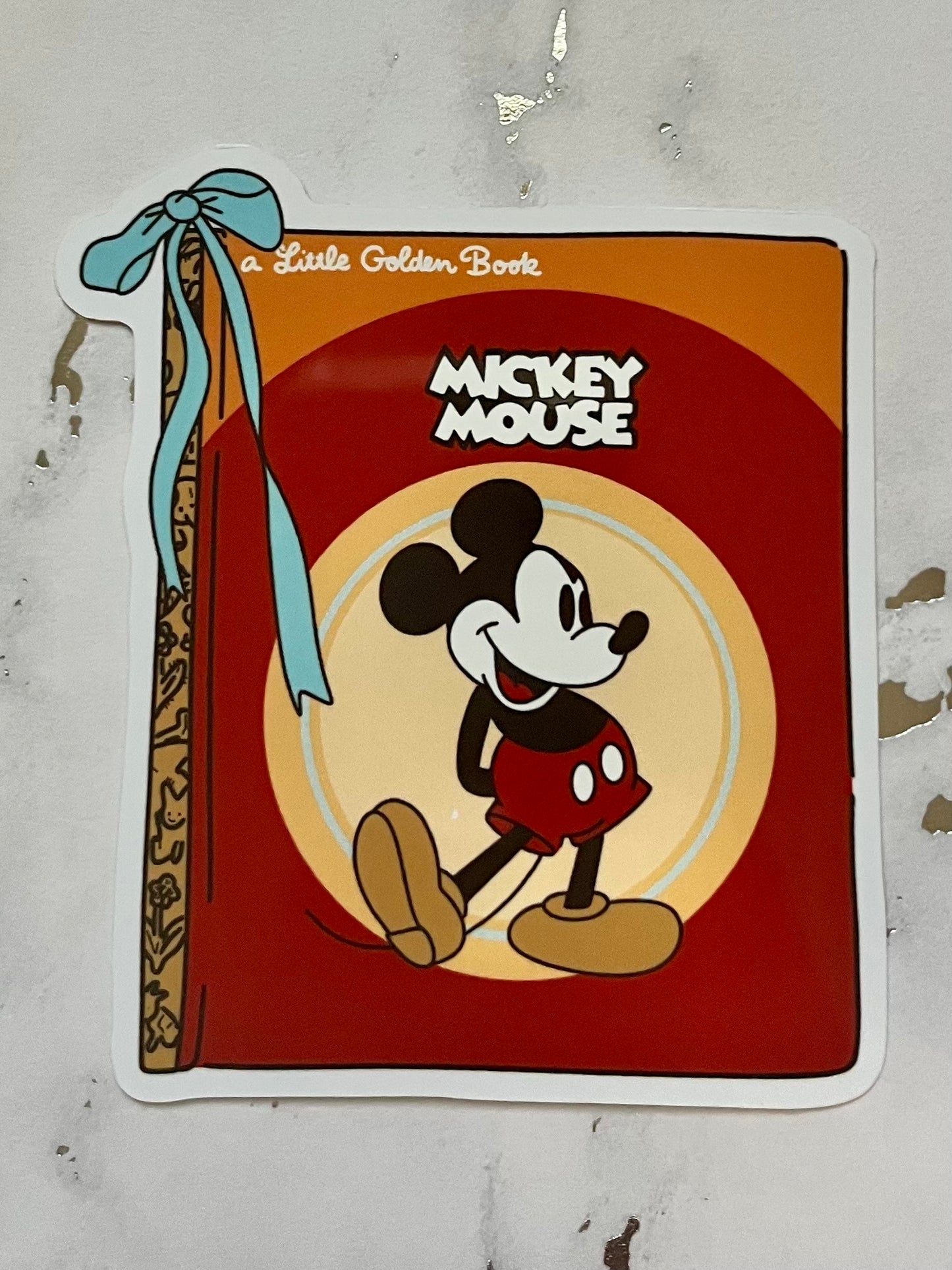 Gold Books With Bow Waterproof Vinyl Sticker