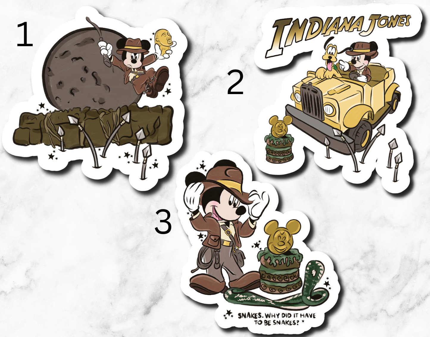 Indiana Mouse Mashup (set of 3 stickers)