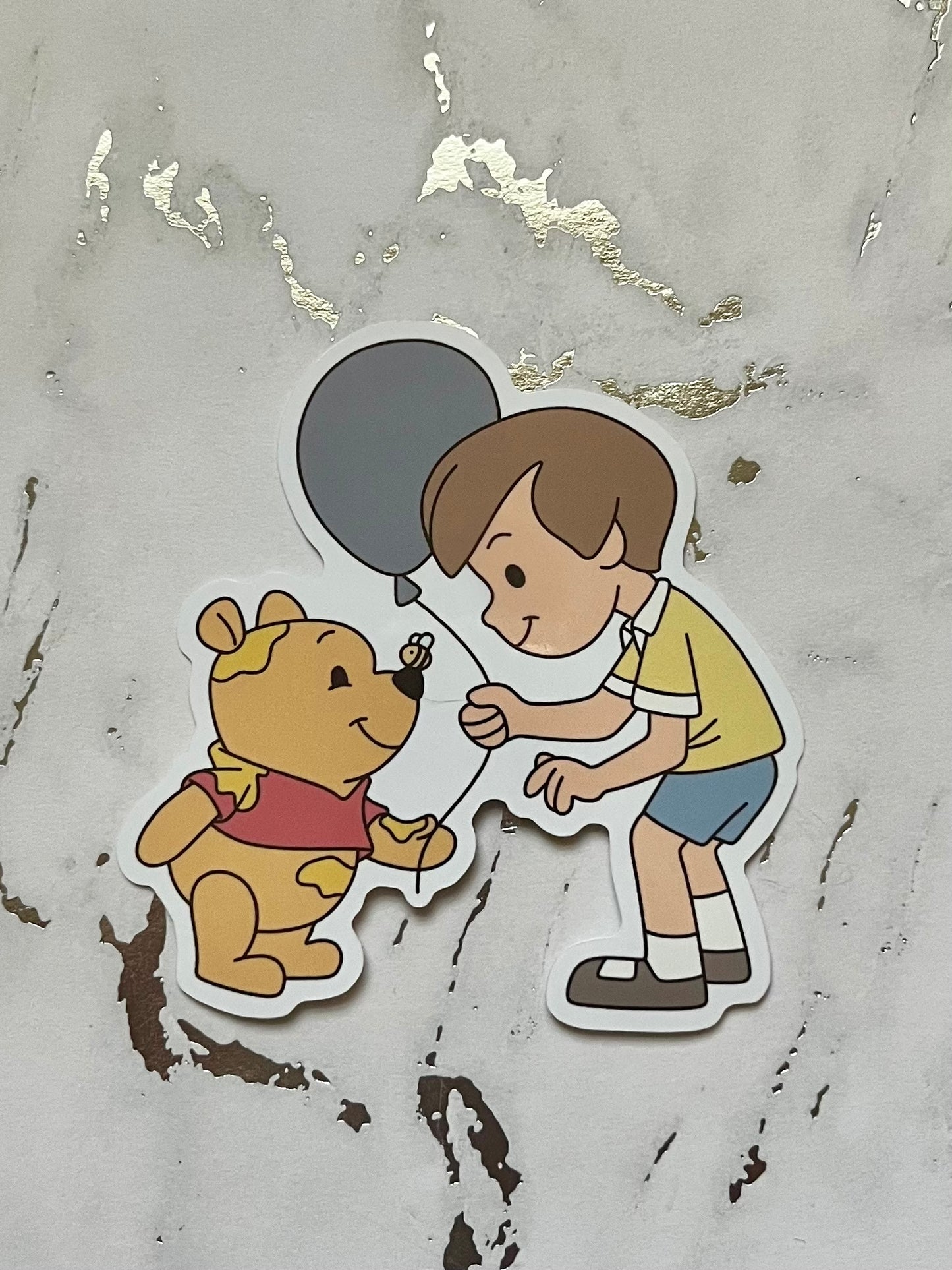 Bear and Boy Waterproof Vinyl Sticker