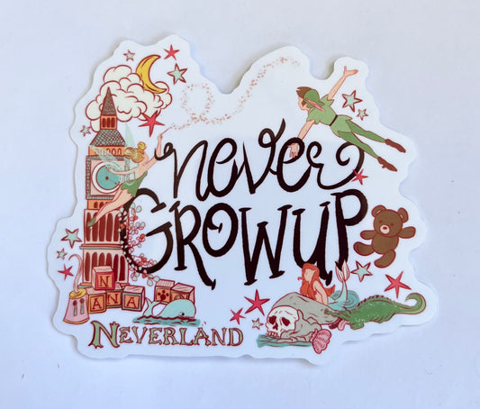 Never Grow Up Waterproof Vinyl Sticker