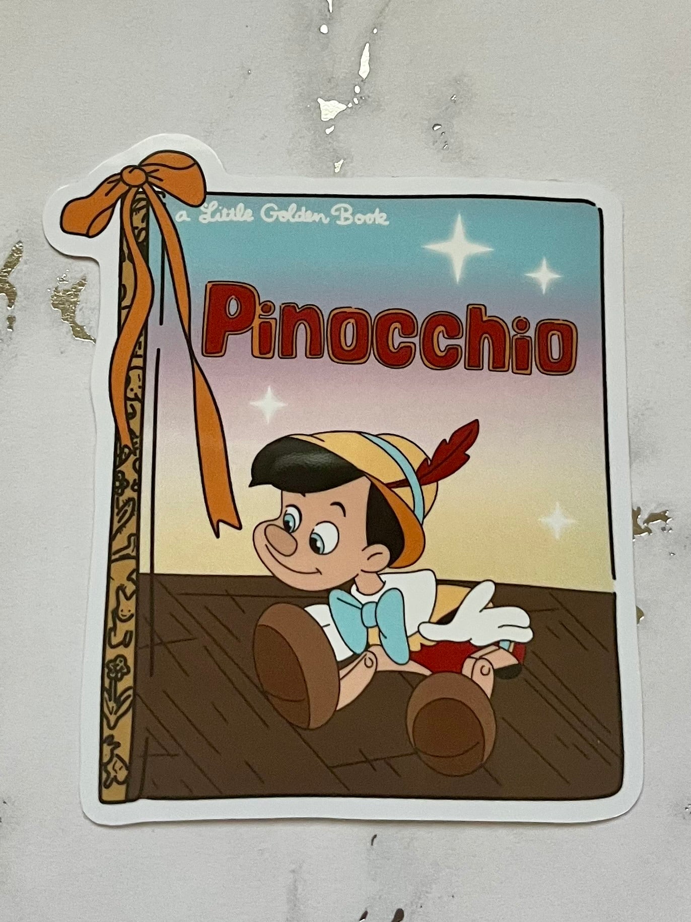 Gold Books With Bow Waterproof Vinyl Sticker