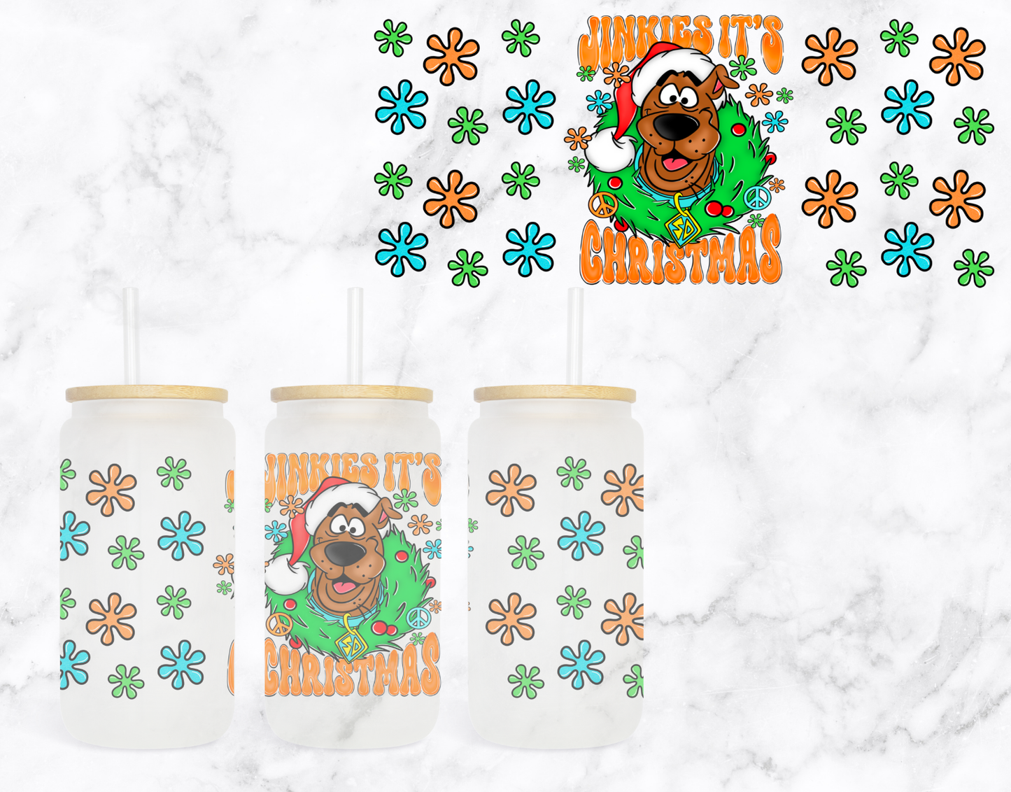 Groovy Christmas - Dog Glass Cup