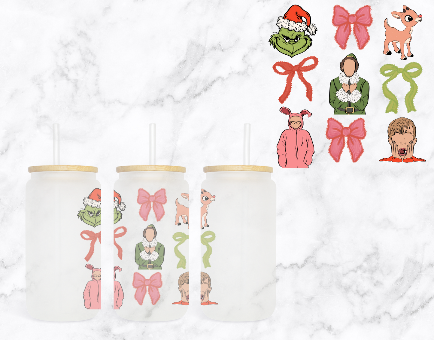 Christmas Movies Mashup - Bows Glass Cup