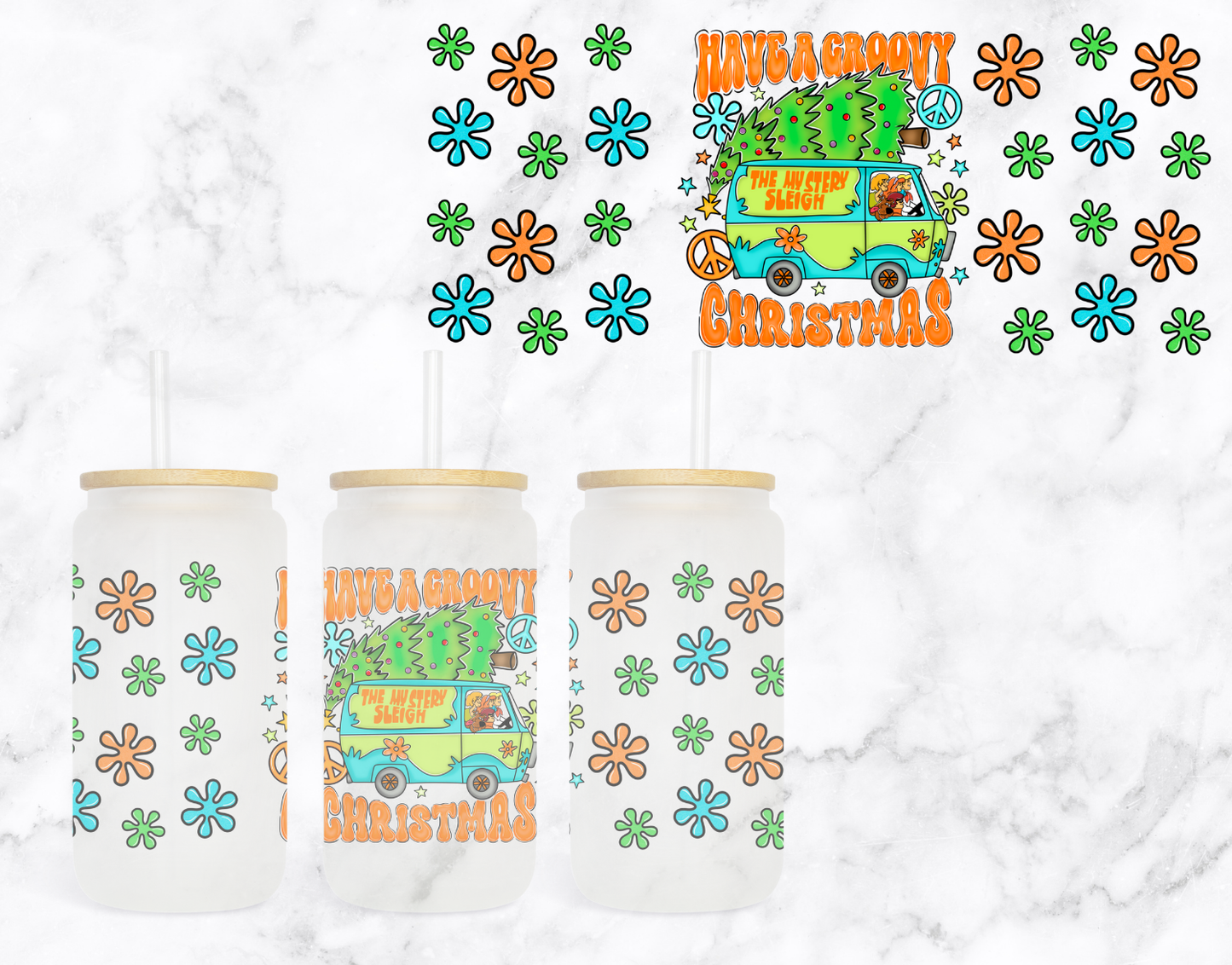 Groovy Christmas - Van Glass Cup