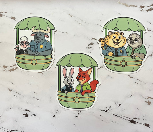 Zoo Set of 3 Stickers Waterproof Vinyl Sticker