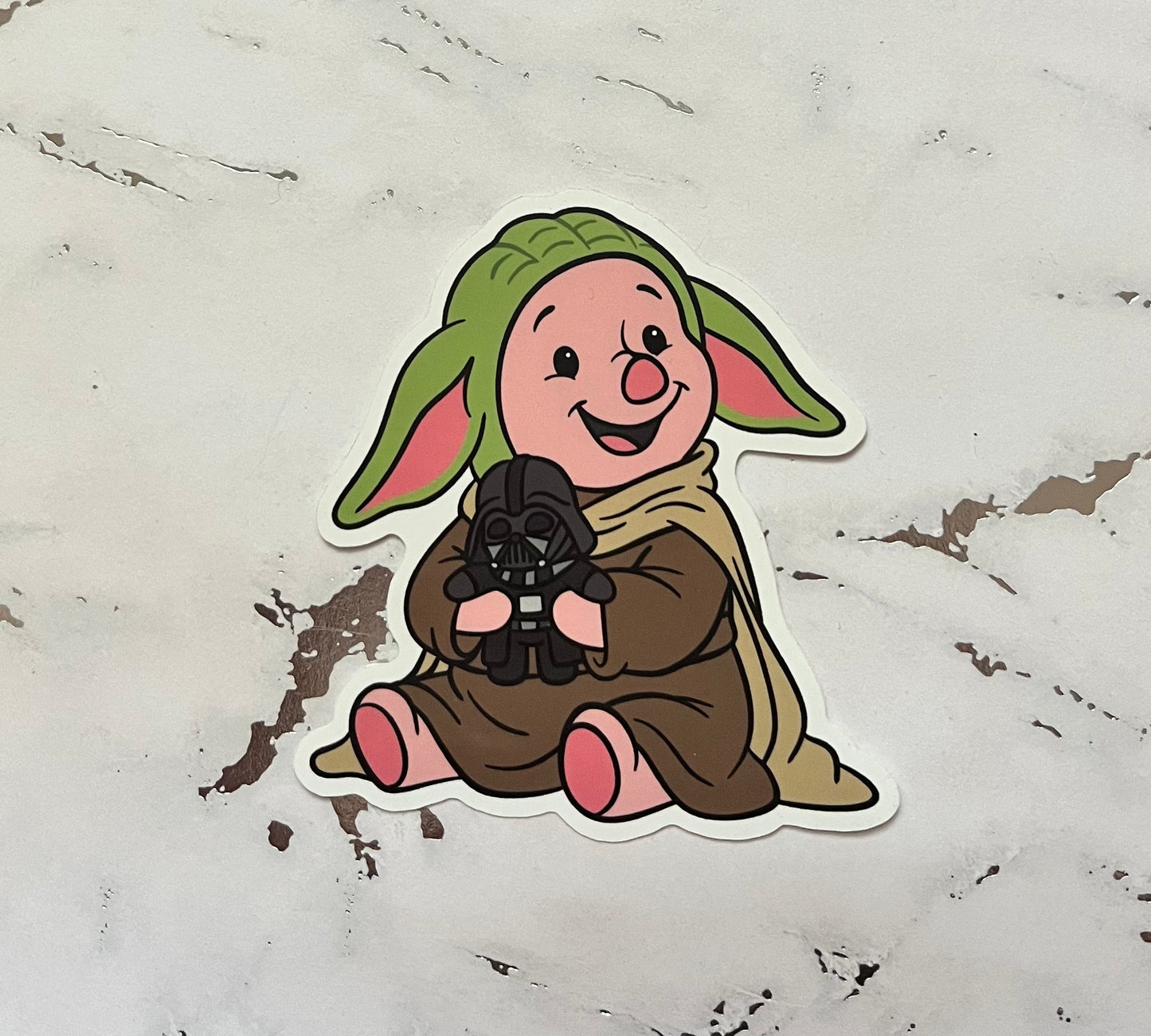 Space Bear and Pig Waterproof Vinyl Sticker