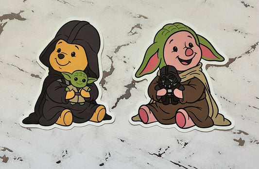 Space Bear and Pig Waterproof Vinyl Sticker