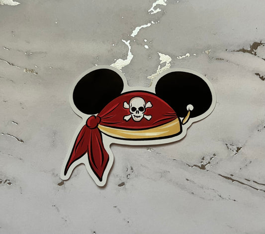 Pirate Mouse Hat Waterproof Vinyl Sticker