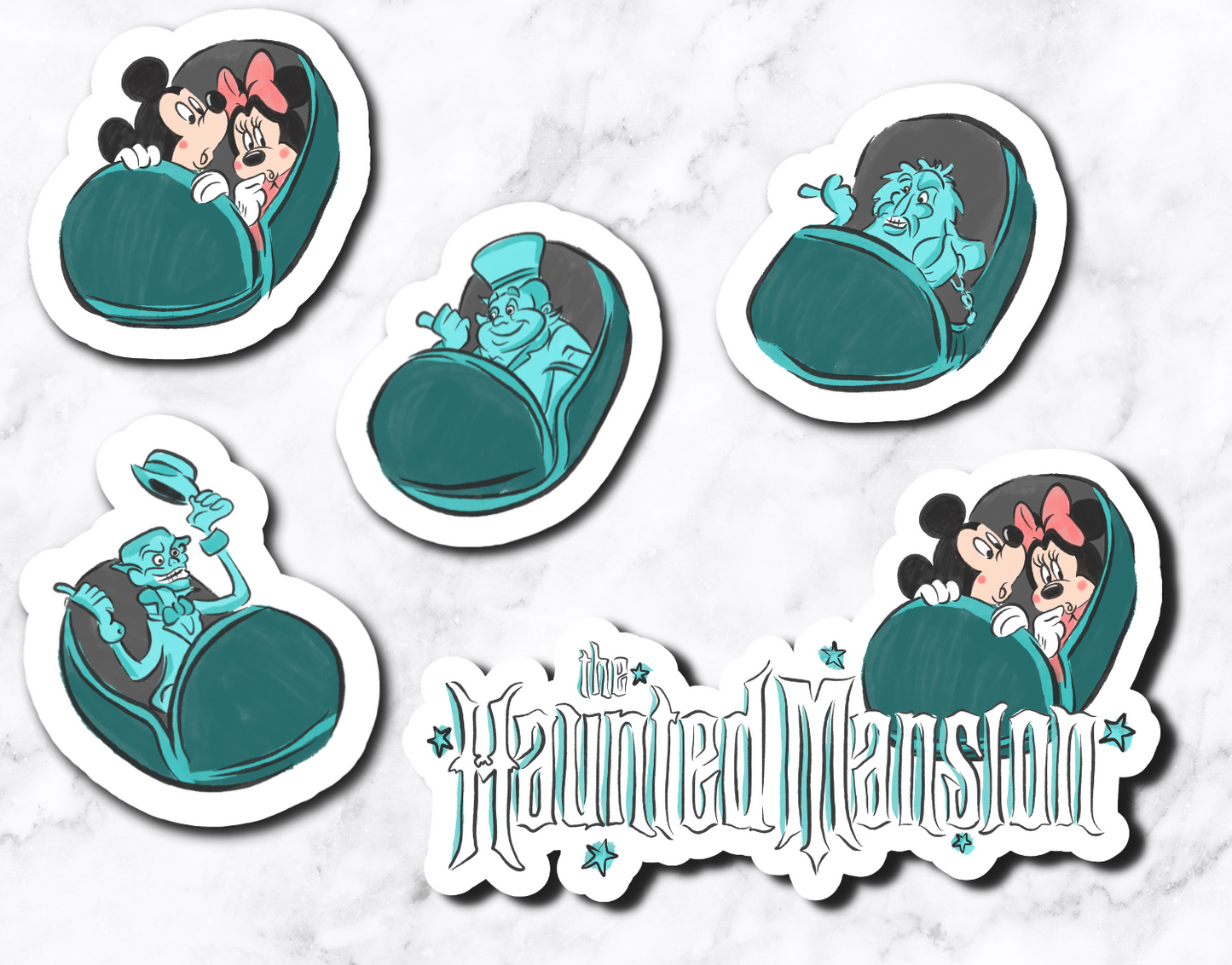 Haunted Mouse Mashup (set of 5 stickers)