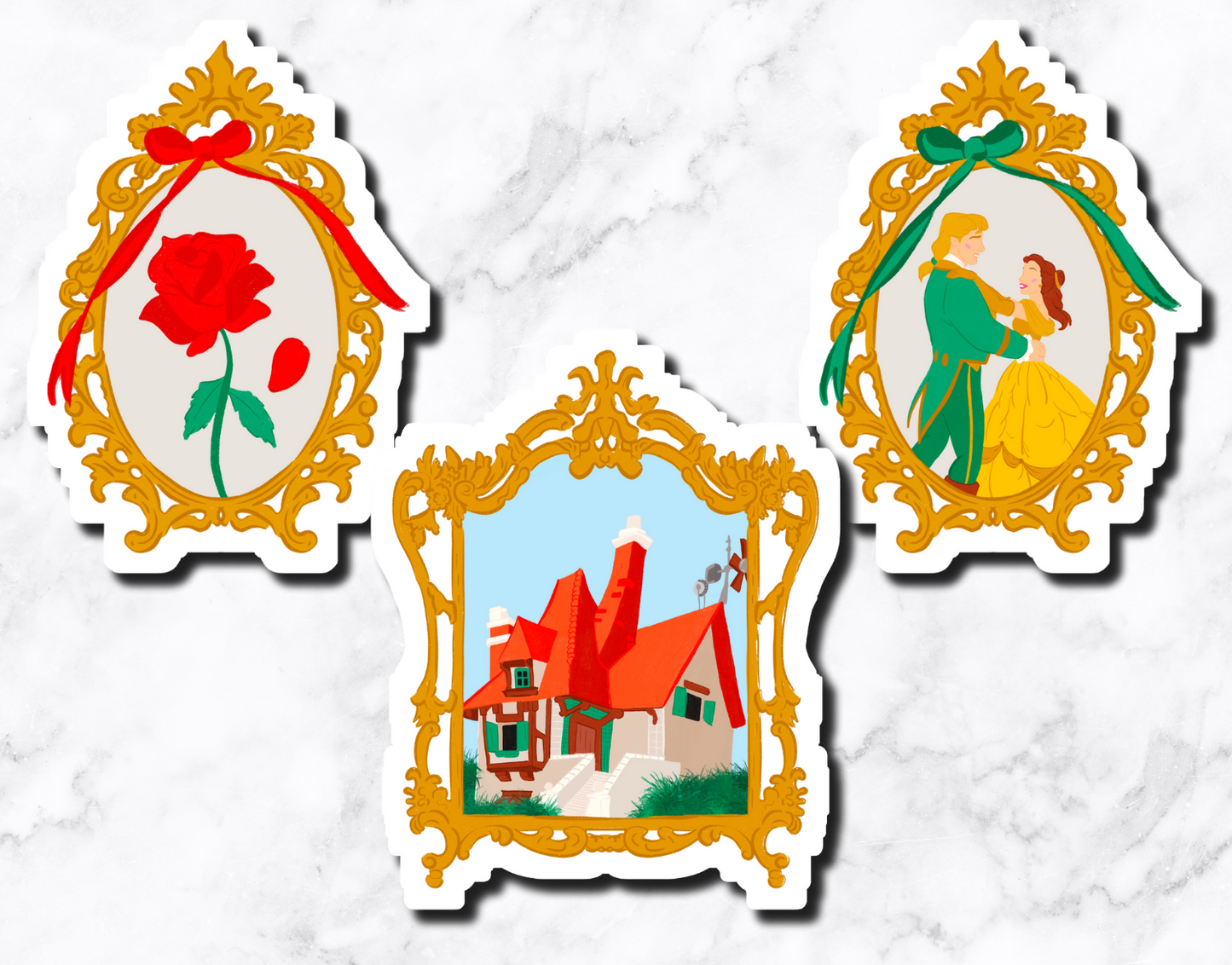 Beauty Princess Sticker Set **set of 3** OLD PAPER