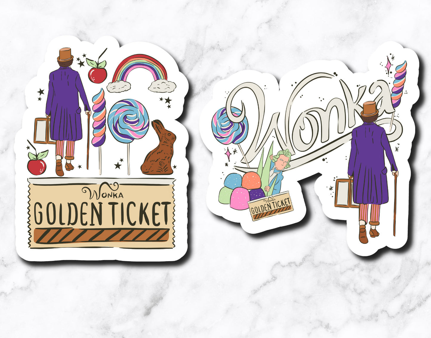 Golden Ticket Wonka Inspired **Set of 2 Stickers**