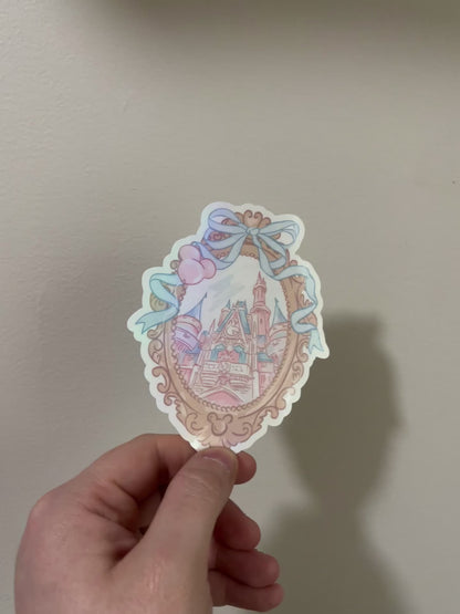 Magicland Castle Sticker **sticker has a subtle holographic shine** OLD PAPER