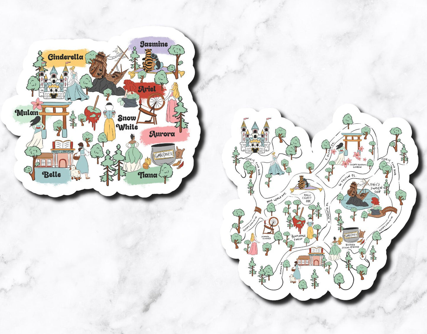 Princess Map (set of 2 stickers)