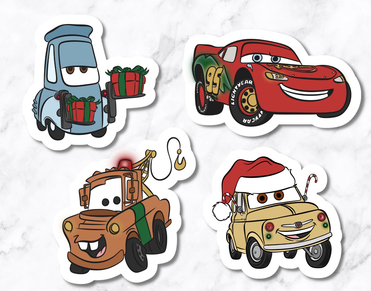 Car Christmas **set of 4 stickers**