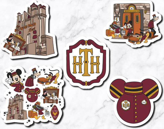 Hollywood Tower Mouse Mashup (set of 5 stickers)