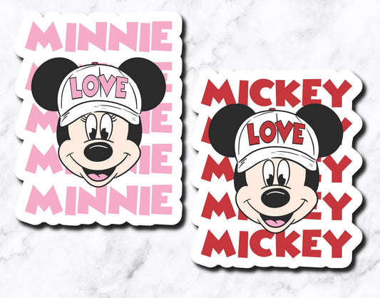 Love M + M Mickey and Minnie inspired sticker **set of 2 stickers**
