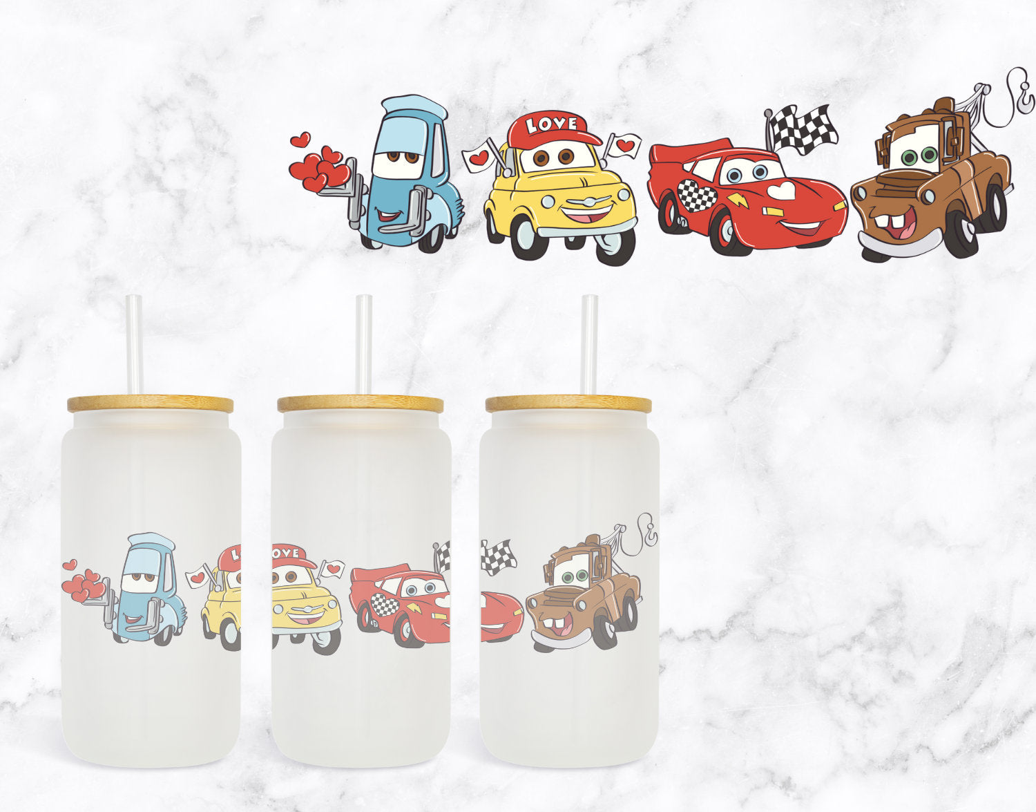 Car Valentine Glass Jar - Line Up