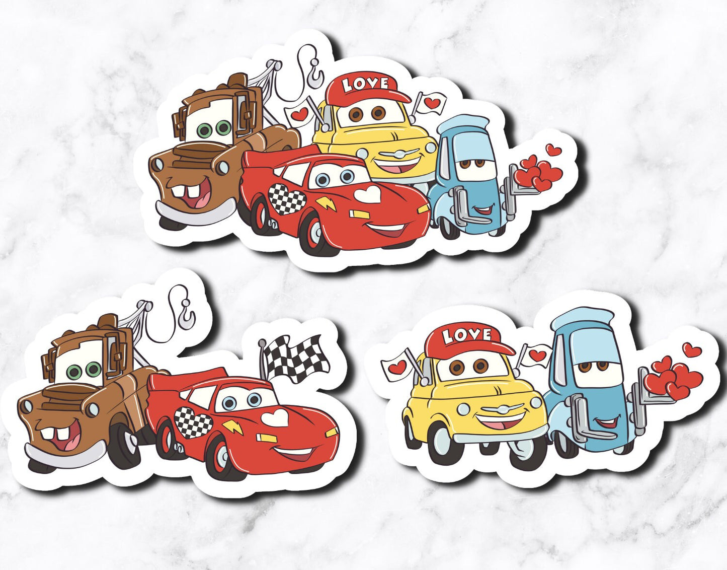 Car Valentine Cars inspired sticker **set of 3 stickers**
