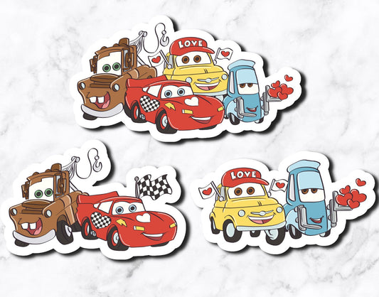 Car Valentine Cars inspired sticker **set of 3 stickers**